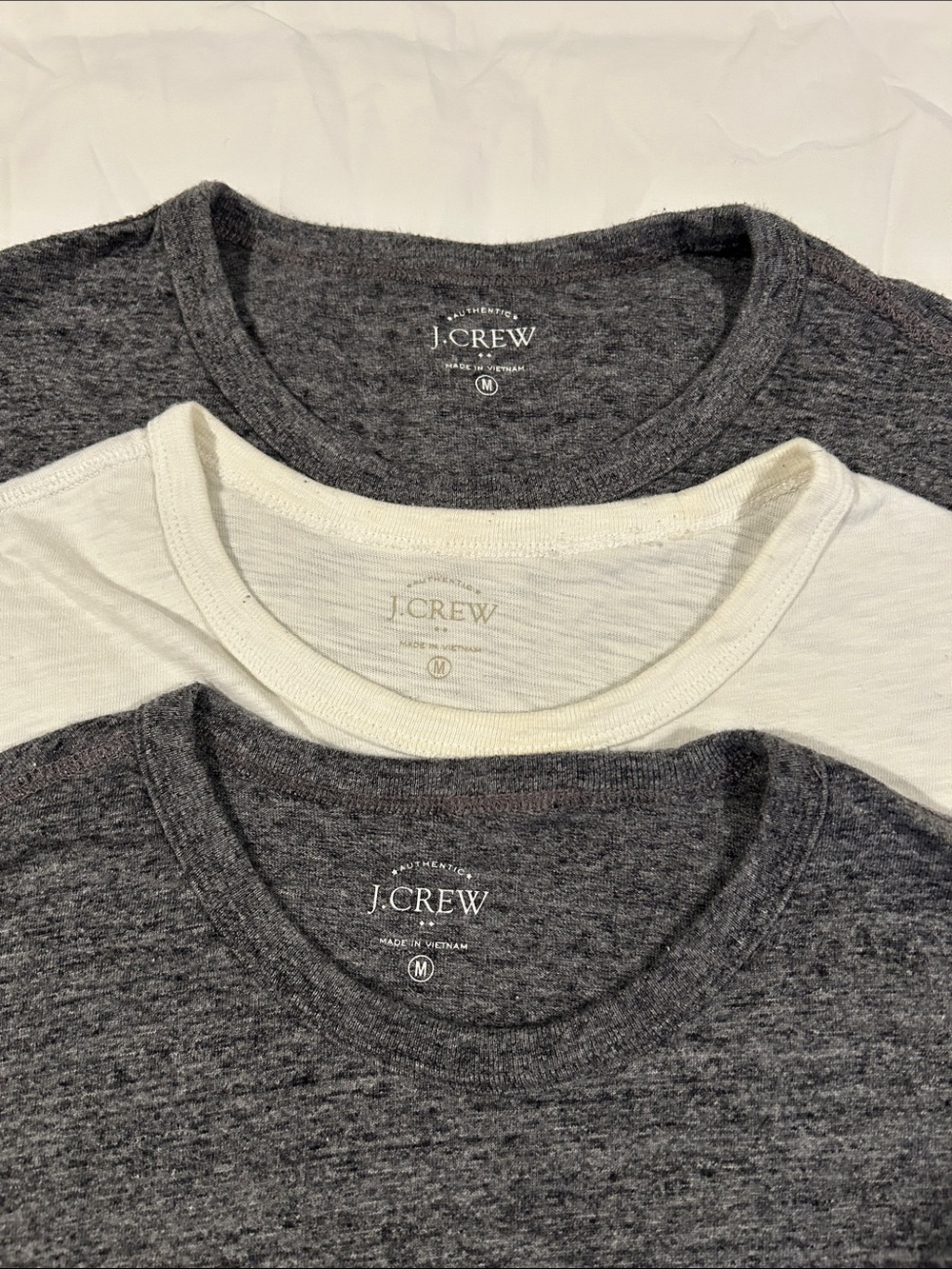 J. Crew Men's Short-Sleeve Crewneck Tees - Gray & Cream Trio